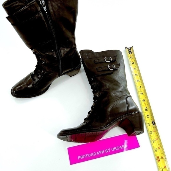 STUART WEITZMAN BLACK LACE UP BOOTS Size 7 M - Picture 14 of 14